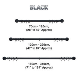 A.unique Home Geo Ball Metal Extendable Curtain Pole With Rings And Fittings (25/28mm) - Matte Black, 70Cm - 120Cm  Approx - thumbnail 6