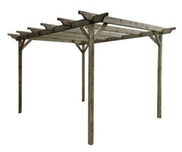 Arbor Garden Solutions Sculpted Wooden Garden Pergola Kit, 1.8M X 4.2M (Rustic Brown Finish) - thumbnail 1