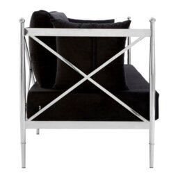 Orsina Sturdy 2 Seat Sofa With Silver Lattice Arms, Stylish Mid Century Sofa For Bedroom, Sleek 2 Seater Sofa - thumbnail 3