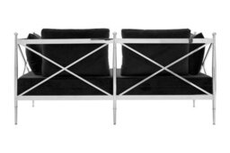Orsina Sturdy 2 Seat Sofa With Silver Lattice Arms, Stylish Mid Century Sofa For Bedroom, Sleek 2 Seater Sofa - thumbnail 4