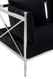 Orsina Sturdy 2 Seat Sofa With Silver Lattice Arms, Stylish Mid Century Sofa For Bedroom, Sleek 2 Seater Sofa - thumbnail 5