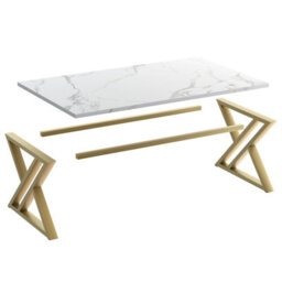 Huhote Modern Open Design Rectangular Coffee Table With Gold Metal Frame 39.3X18.9X17.7 In End Side Table Beside Table For Home - thumbnail 9