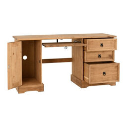 Seconique Corona Computer Desk 1 Door 3 Drawer Distressed Waxed Pine - thumbnail 4