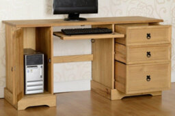 Seconique Corona Computer Desk 1 Door 3 Drawer Distressed Waxed Pine - thumbnail 1