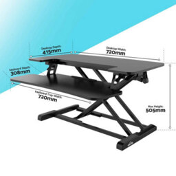 Dellonda 71Cm Height Adjustable Standing Desk Converter Riser, 50Cm Max Height, 15Kg Capacity - Dh14 - thumbnail 7