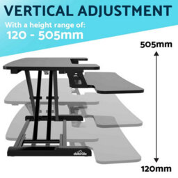 Dellonda 71Cm Height Adjustable Standing Desk Converter Riser, 50Cm Max Height, 15Kg Capacity - Dh14 - thumbnail 3