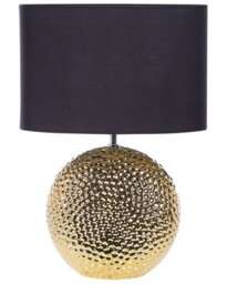 Beliani Table Lamp - Glossy Gold Ceramic Globe Base With Black Drum Shade, 51Cm Height - thumbnail 2