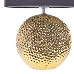 Beliani Table Lamp - Glossy Gold Ceramic Globe Base With Black Drum Shade, 51Cm Height - thumbnail 6