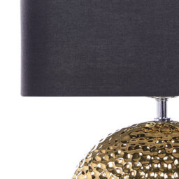 Beliani Table Lamp - Glossy Gold Ceramic Globe Base With Black Drum Shade, 51Cm Height - thumbnail 4
