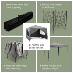 Vonhaus Pop Up Gazebo 3M X 3M, Heavy Duty Garden Marquee Shelter Canopy With Removable Sides, Leg Weights And Storage Bag - thumbnail 4