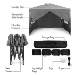 Vonhaus Pop Up Gazebo 3M X 3M, Heavy Duty Garden Marquee Shelter Canopy With Removable Sides, Leg Weights And Storage Bag - thumbnail 5