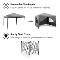 Vonhaus Pop Up Gazebo 3M X 3M, Heavy Duty Garden Marquee Shelter Canopy With Removable Sides, Leg Weights And Storage Bag - thumbnail 3