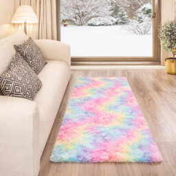 Aspire Homeware Non-Slip Rainbow Shaggy Rug Soft Fluffy Washable Floor And Kitchen Rug, (L)110Cm X (W)60Cm - thumbnail 6