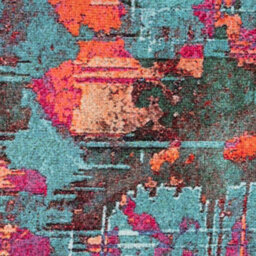 Loomed Pink & Teal Multi Colour Abstract Maximalist Machine Washable Rug 200Cm X 290Cm - thumbnail 8