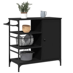 Walplus Kitchen Trolley Black 87.5X38.5X84.5 Cm Engineered Wood - thumbnail 6