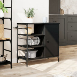 Walplus Kitchen Trolley Black 87.5X38.5X84.5 Cm Engineered Wood - thumbnail 4