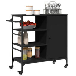 Walplus Kitchen Trolley Black 87.5X38.5X84.5 Cm Engineered Wood - thumbnail 5