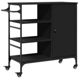 Walplus Kitchen Trolley Black 87.5X38.5X84.5 Cm Engineered Wood - thumbnail 2