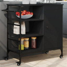 Walplus Kitchen Trolley Black 87.5X38.5X84.5 Cm Engineered Wood - thumbnail 1