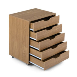 Gainoom 5 Drawer Natural Chest Rolling Dresser Storage Cabinet Under Desk Filing Cabinet With Lockable Wheels - thumbnail 1
