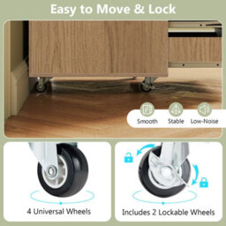 Gainoom 5 Drawer Natural Chest Rolling Dresser Storage Cabinet Under Desk Filing Cabinet With Lockable Wheels - thumbnail 7