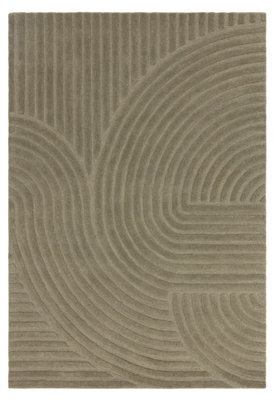 Green Geometric 10-14mm Pile Stain-Resistant Rug For Bedroom, Dining Room, Easy To Clean Wool Area Rug-200Cm X 290Cm - image 1