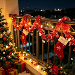 Amorly 9.8Ft Christmas Tinsel Led Garland,red Snowflake Twisted Metallic Hanging Garland For Christmas Tree Fireplace Home Decoration - thumbnail 2