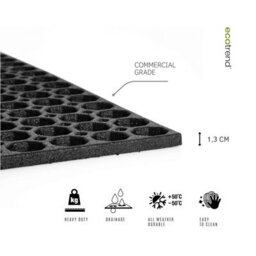 Nicoman Black Honeycomb Heavy Duty Door Mat, 75Cm X 45Cm - thumbnail 4