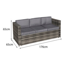 OSeasons Malta Rattan 10 Seat U Shape Set In Grey Walnut With 2 Footstools - thumbnail 3