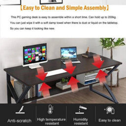 K-Shaped Gaming Desk Computer Gaming Table W/ Storage Pedal 120X60X75Cm - thumbnail 3