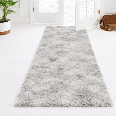 Aspire Homeware Non-Slip Tie Dye Light Grey Shaggy Rug Soft Fluffy, Hallways And Entryways Runner, (L)220Cm X (W)60Cm - image 1