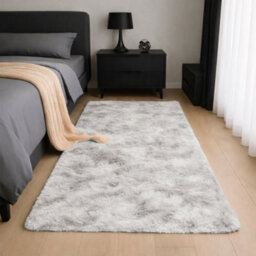 Aspire Homeware Non-Slip Tie Dye Light Grey Shaggy Rug Soft Fluffy, Hallways And Entryways Runner, (L)220Cm X (W)60Cm - thumbnail 6