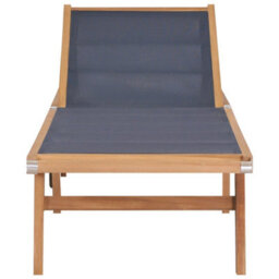 Walplus Folding Sun Lounger With Wheels Solid Teak And Textilene - thumbnail 2