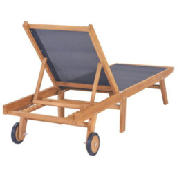 Walplus Folding Sun Lounger With Wheels Solid Teak And Textilene - thumbnail 4
