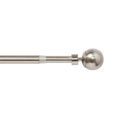 GoodHome Athens Satin Grey Nickel Effect Extendable Ball Single Curtain Pole Set, (L)1200mm-2100mm (Dia)19mm - image 1