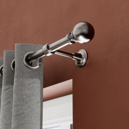 GoodHome Athens Satin Grey Nickel Effect Extendable Ball Single Curtain Pole Set, (L)1200mm-2100mm (Dia)19mm - thumbnail 5