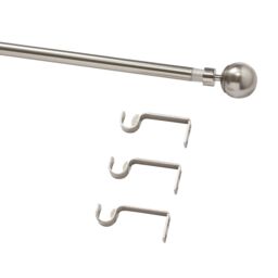 GoodHome Athens Satin Grey Nickel Effect Extendable Ball Single Curtain Pole Set, (L)1200mm-2100mm (Dia)19mm - thumbnail 3
