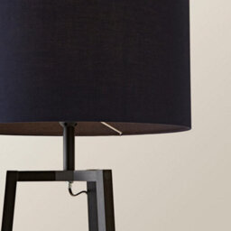 Valuelights Hiru Black 3 Tier Shelf Floor Lamp With Navy Drum Shade - thumbnail 5