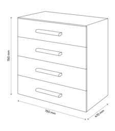 GoodHome Atomia Freestanding Matt Oak Effect 4 Drawer Chest Of Drawers (H)750mm (W)750mm (D)450mm - thumbnail 5