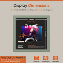 "12X12""  Green Classic Vinyl Record Frame For 12 Inch Lp Album Covers - Elegant Wall Display - Ak Frames" - thumbnail 2