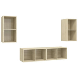 Berkfield Wall-Mounted Tv Cabinets 4 Pcs Sonoma Oak Engineered Wood - thumbnail 2