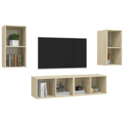 Berkfield Wall-Mounted Tv Cabinets 4 Pcs Sonoma Oak Engineered Wood - thumbnail 3