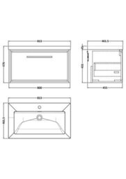 Balterley Longnor Modern Bathroom 1 Soft-Close Drawer Wall Hung Vanity Unit Fireclay Basin, Coastal Grey, 800mm - thumbnail 2