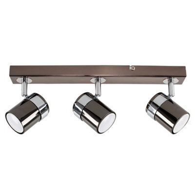 Valuelights Rosie 3 Way Adjustable Black And Polished Chrome Effect Straight Bar Ceiling Spotlight - image 1