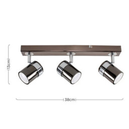 Valuelights Rosie 3 Way Adjustable Black And Polished Chrome Effect Straight Bar Ceiling Spotlight - thumbnail 6