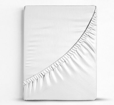 Sweet Dreams Premium Percale Cotton 200 Thread Count Fitted Sheet - White