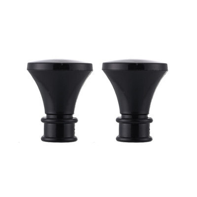 Lister Cartwright 19mm Curtain Pole Ends Finials Pack Of 2 Adjustable Screws Available In Colours Obsidian Black (Plastic Bell Finials)
