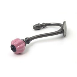 Oakcrafts - Ceramic Tipped Shabby Chic Cast Iron Coat Hook 125mm (Pink) - Pack Of 4 Hooks - thumbnail 2