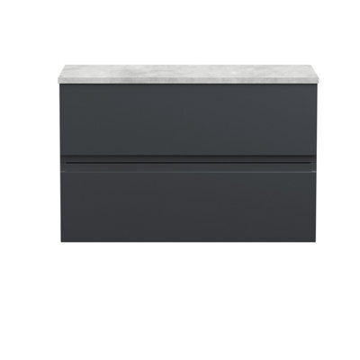 Hudson Reed Urban Soft Black Wall Hung 2 Drawer Vanity Unit And Laminate Worktop With Silent Close, 522 X 810 X 390 - image 1
