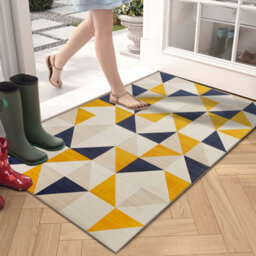 Ameha Rugs Living Room - Yellow Rugs For Bedroom 60X110 Cm Modern Carpet Geometric Style Triangle Pattern Super Soft Rug (Brio) - thumbnail 7
